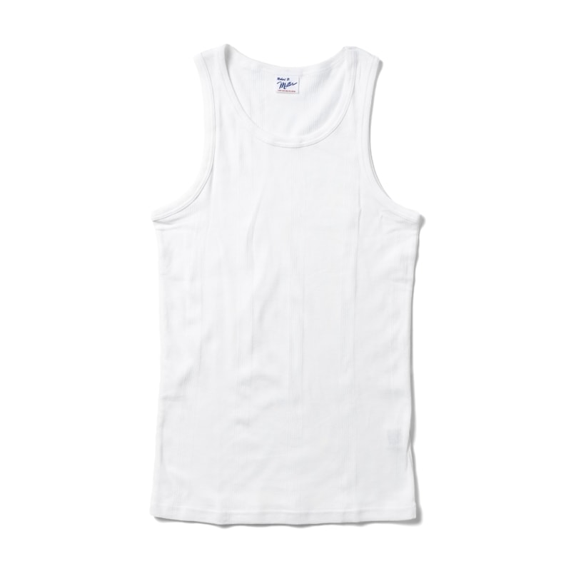 Panel ribbed tank top 110C（ホワイト）／Robert P. Miller（タンク
