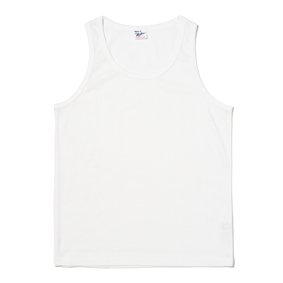 Panel ribbed tank top カジュアルフィット 140C（ホワイト）／Robert