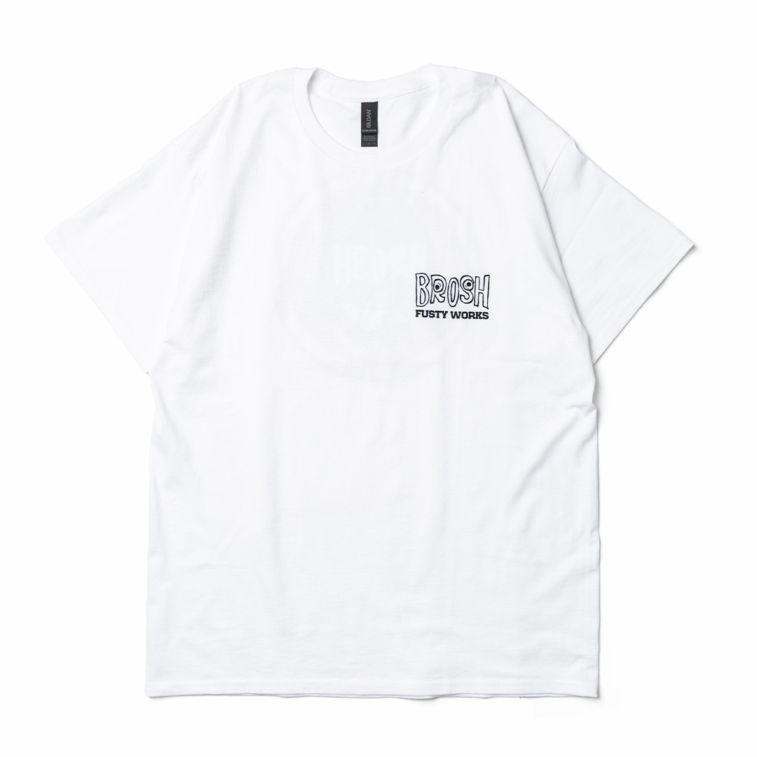 BROSH ��FUSTY WORKS S/S TEE FACE LOGO_WH��BROSH ��T����ġ�