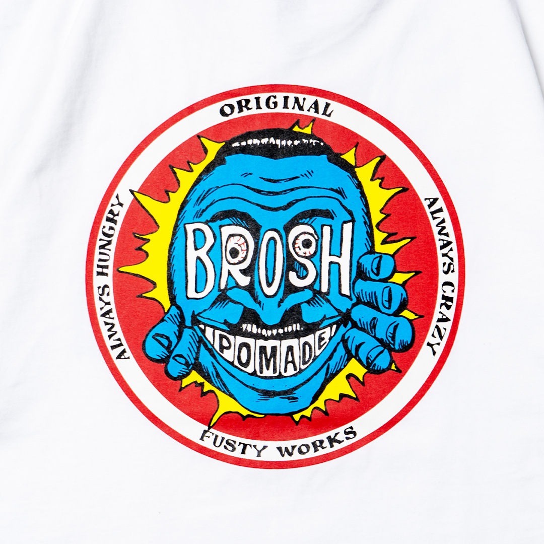 BROSH ��FUSTY WORKS S/S TEE FACE LOGO_WH��BROSH ��T����ġ�