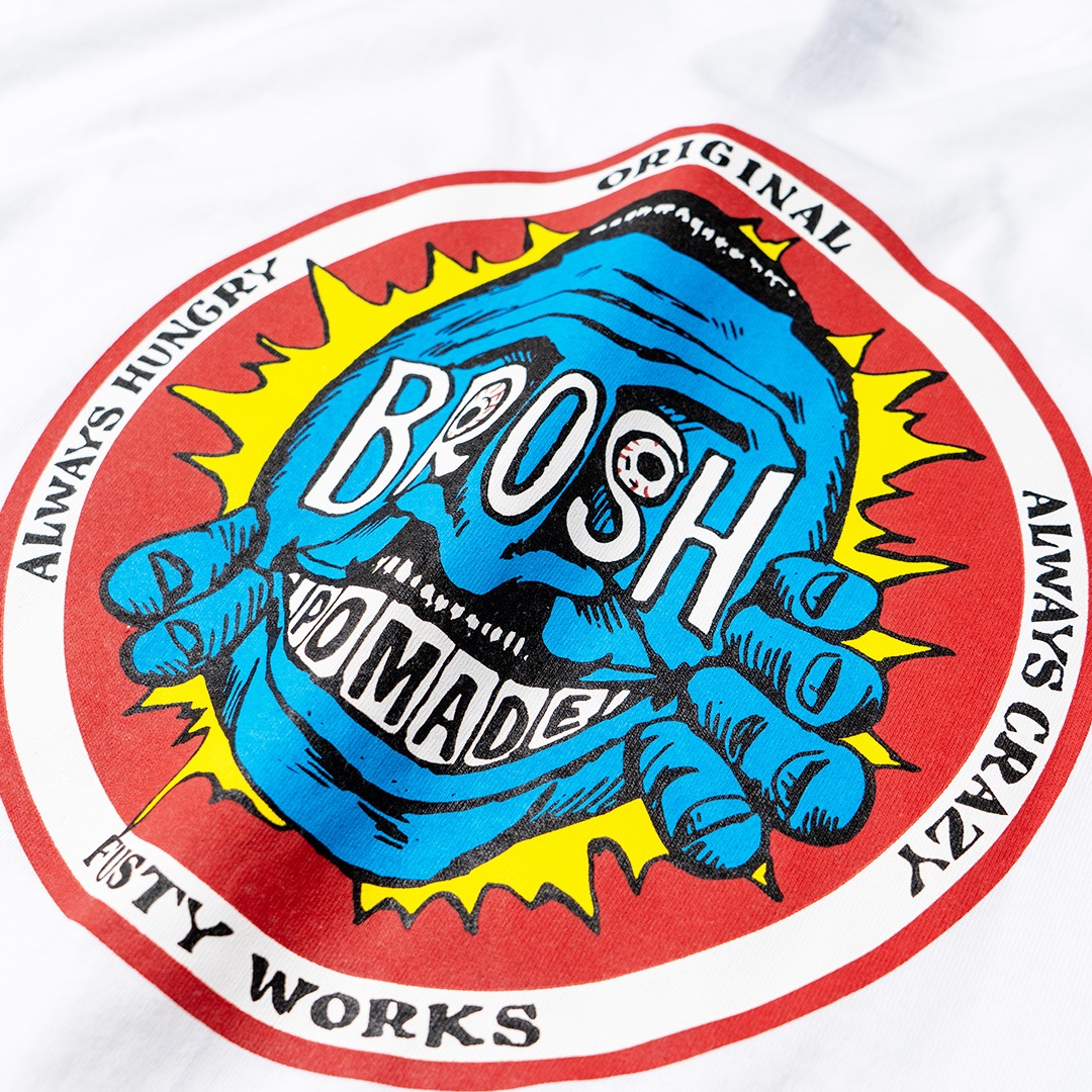 BROSH ��FUSTY WORKS S/S TEE FACE LOGO_WH��BROSH ��T����ġ�