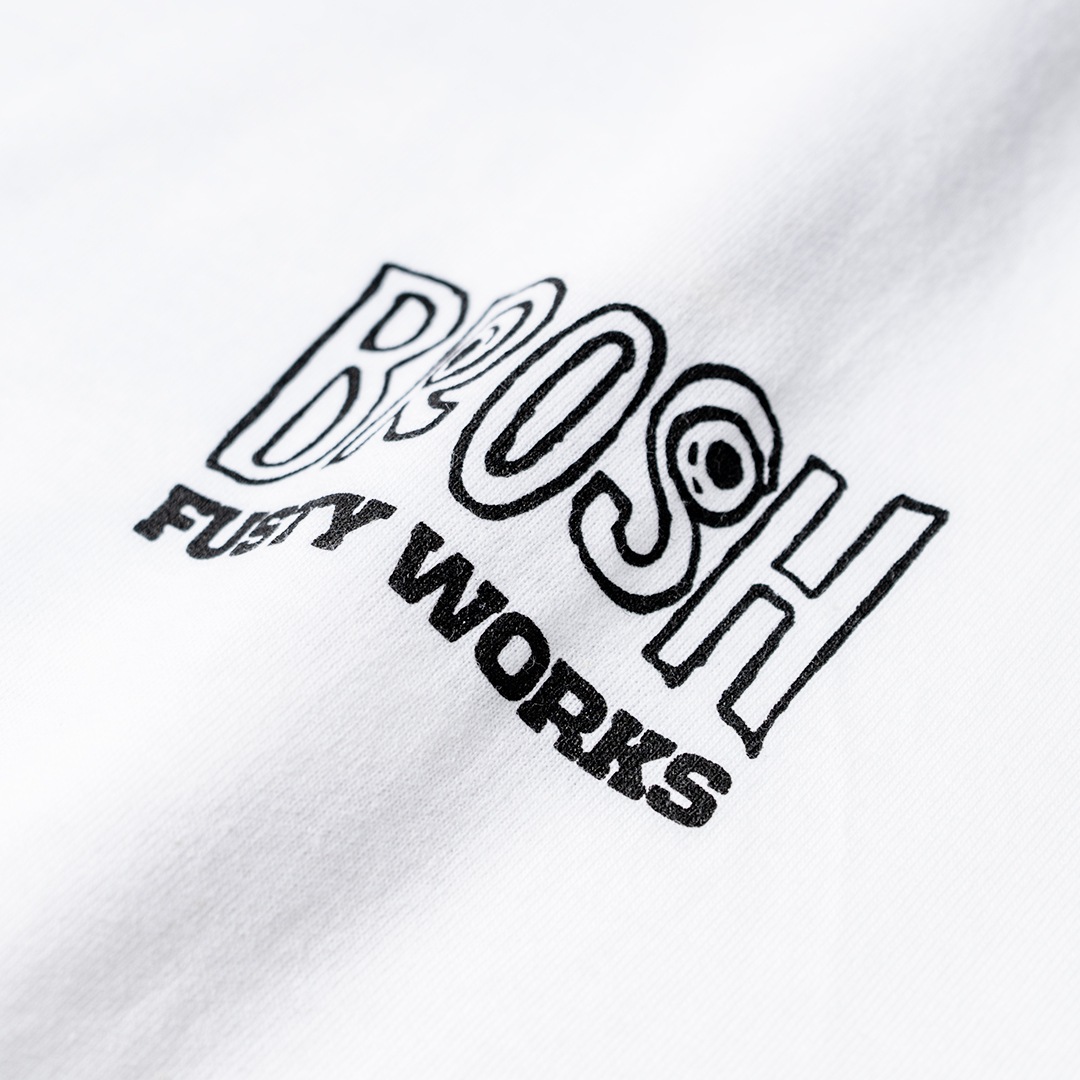 BROSH ��FUSTY WORKS S/S TEE FACE LOGO_WH��BROSH ��T����ġ�