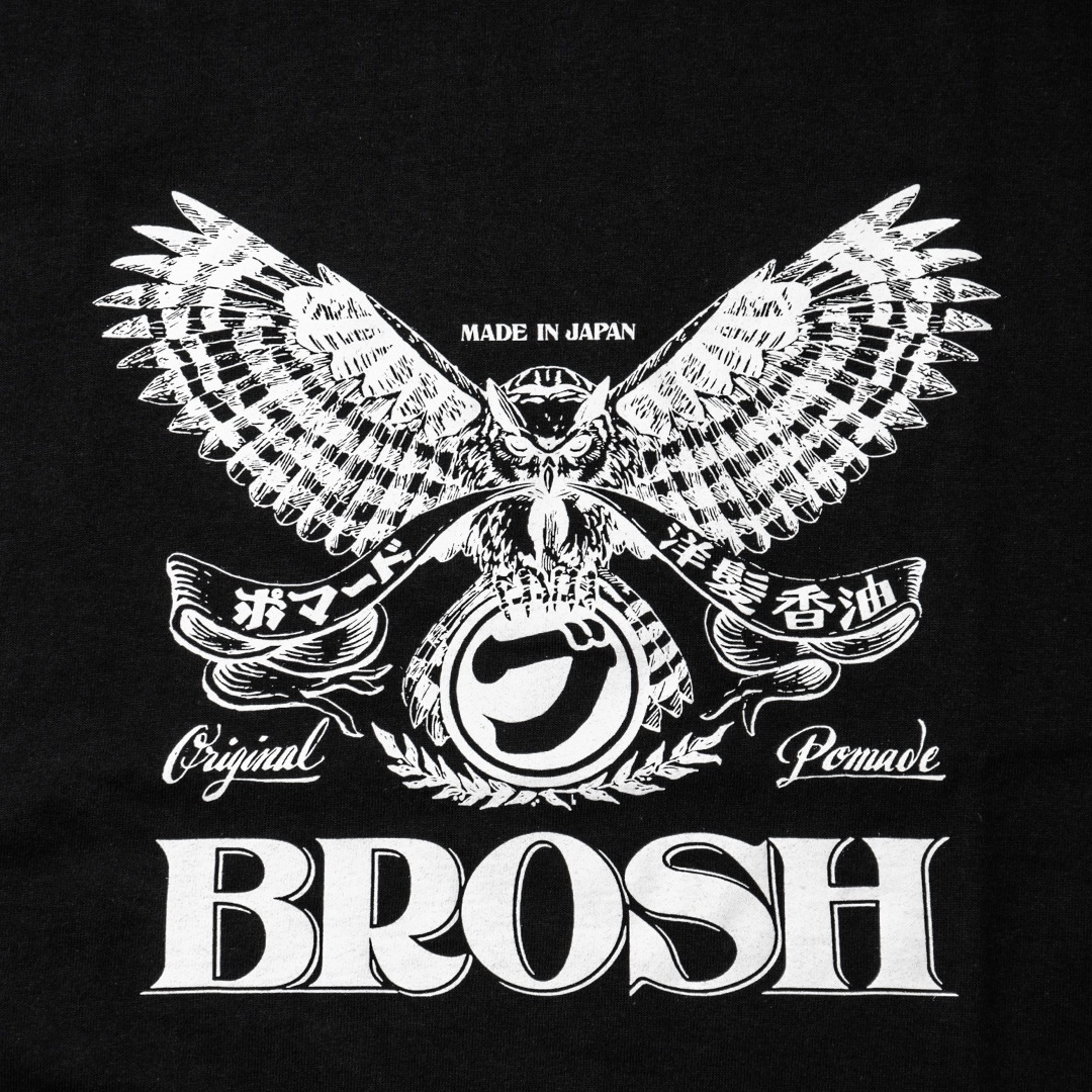 BROSH ��FUSTY WORKS L/S TEE OWL LOGO_BK��BROSH ��T����ġ�