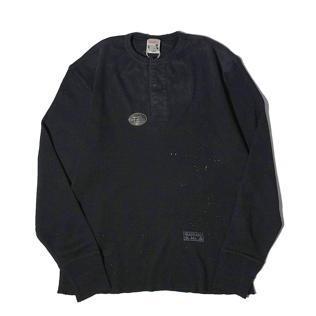 VINTAGE FINISH STANDARD WAFFLE HENRY L/S T-SHIRTS_28BKˡGLAD HAND Tġ