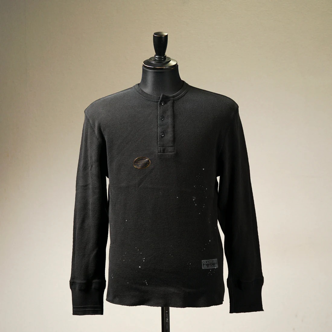 VINTAGE FINISH STANDARD WAFFLE HENRY L/S T-SHIRTS_28BKˡGLAD HAND Tġ