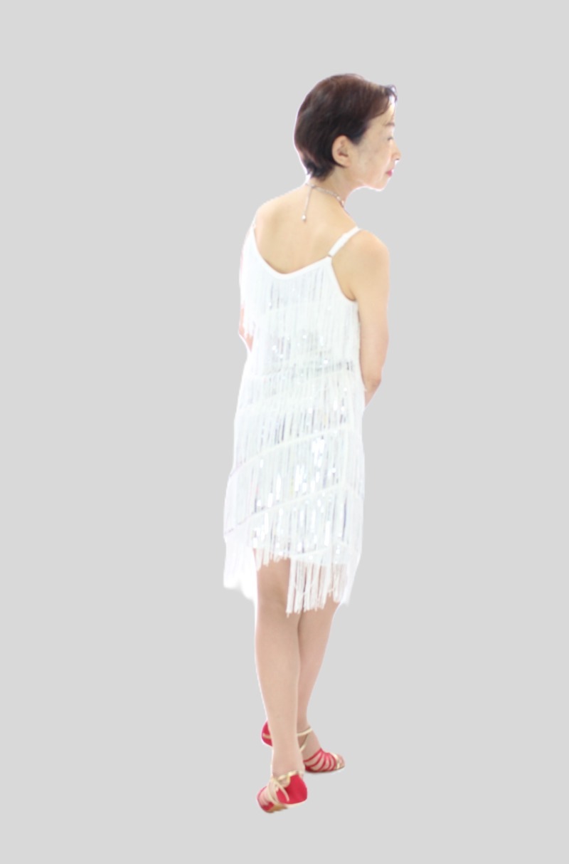フリンジ付きラテンドレス サイズ:M