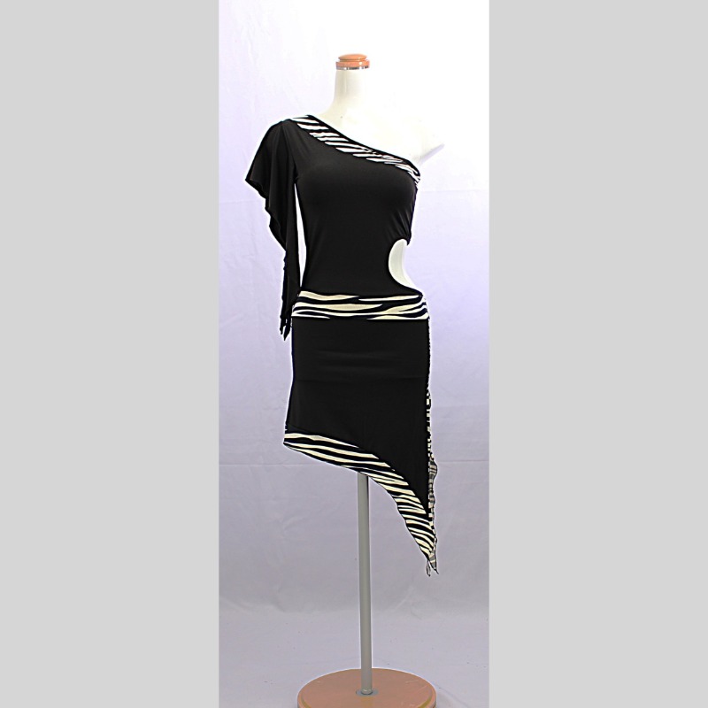 ブラック×ゼブラ ラテンワンピース　サイズ：M