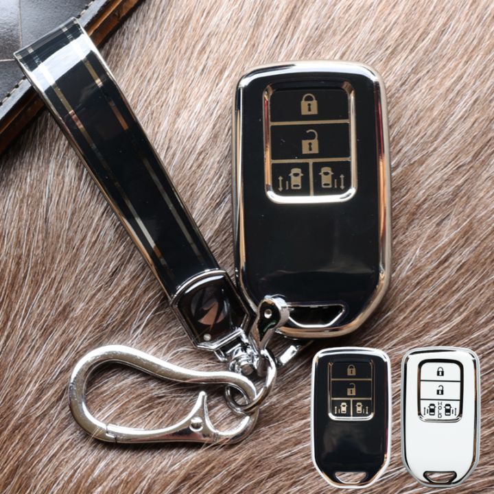 ホンダ キーケース ステップワゴン スパーダ フリード オデッセイ 両側スライドドア 4ボタン キーカバー スマートキーケース TPU素材