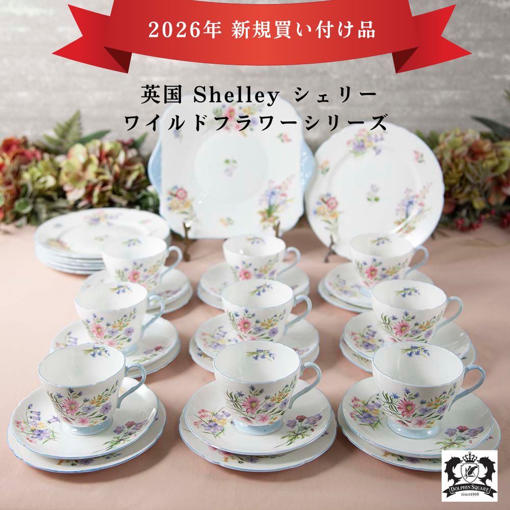 【2026年 新規買い付け品】ヴィンテージ イギリスで買い付けたShelly シェリー Wild Flower ワイルドフラワーシリーズ トリオ BBプレート