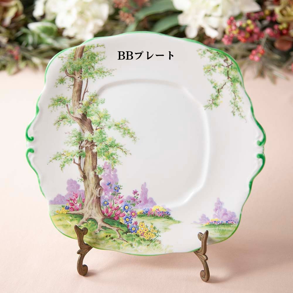 【2026年新規買い付け品 】ロイヤルアルバート Royal Albert グリーンウッドツリーGREENWOOD TREE トリオ BBプレート シュガーポット＆ミルクポット