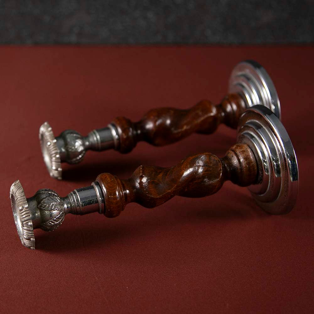 アンティーク イギリスで買い付けた ツイストが美しい オーク材 キャンドルスタンド（ペア）