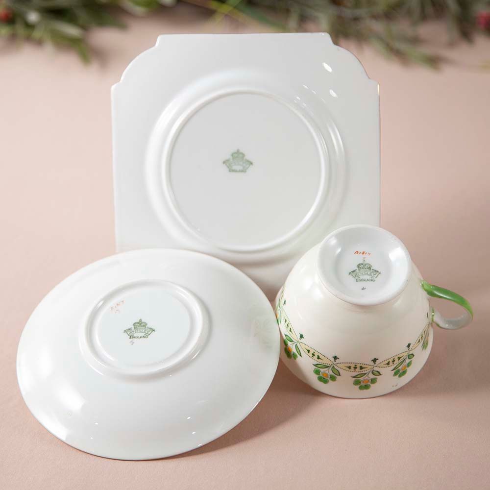 【2026年新規買い付け品】アンティーク イギリスで買い付けた AYNSLEY エインズレイ 食器3点セット BBプレート トリオ