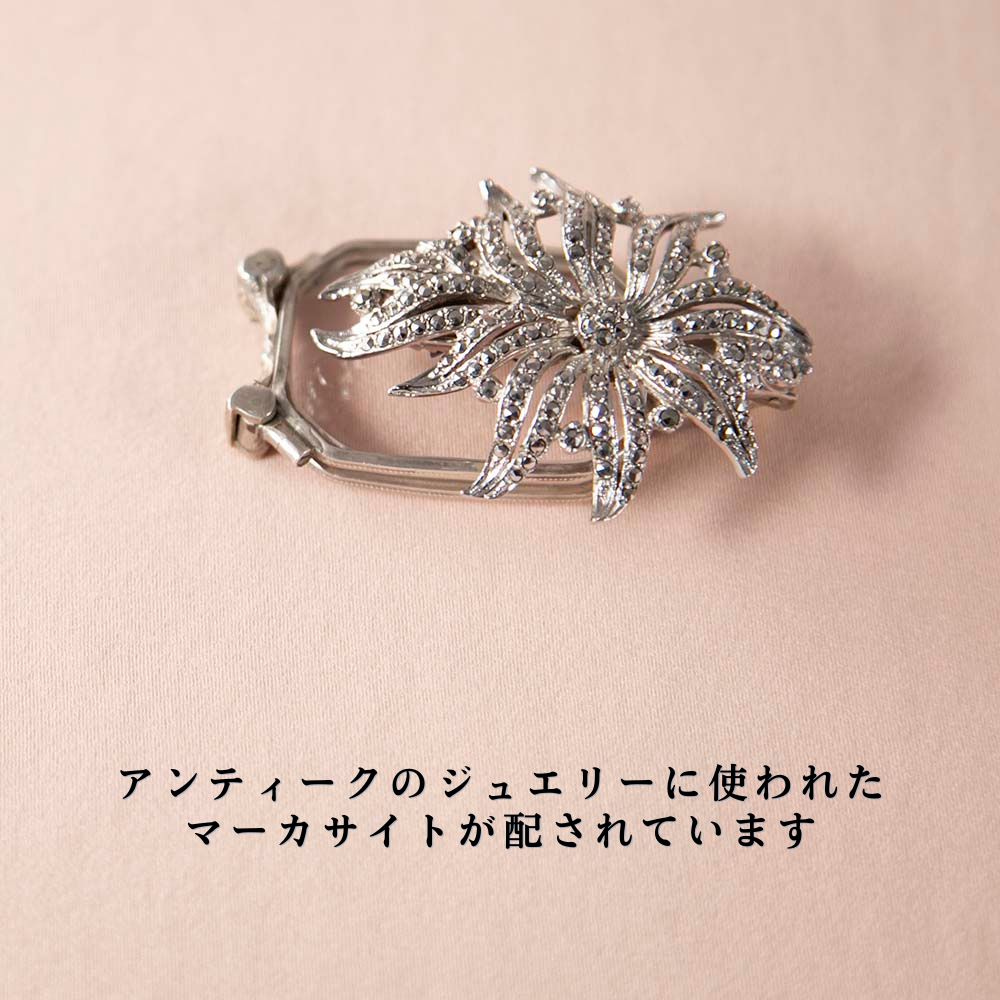 アンティーク イギリスで買い付けた マーカサイトが配された 四角のレンズ ロニェット（拡大鏡・ルーペ）