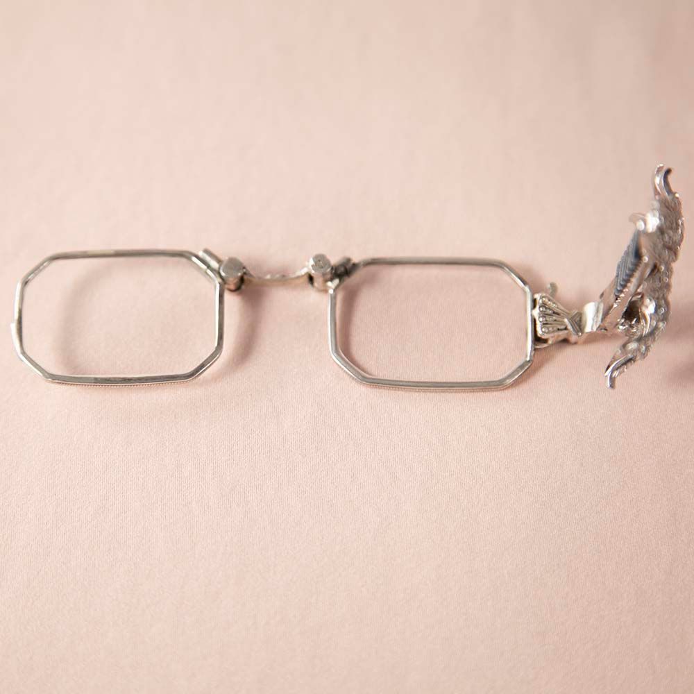 アンティーク イギリスで買い付けた マーカサイトが配された 四角のレンズ ロニェット（拡大鏡・ルーペ）