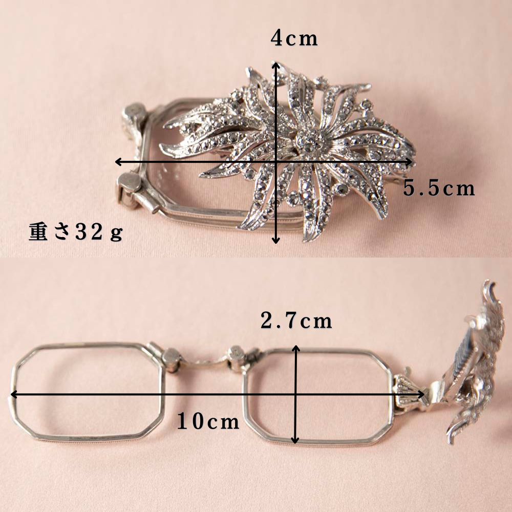 アンティーク イギリスで買い付けた マーカサイトが配された 四角のレンズ ロニェット（拡大鏡・ルーペ）