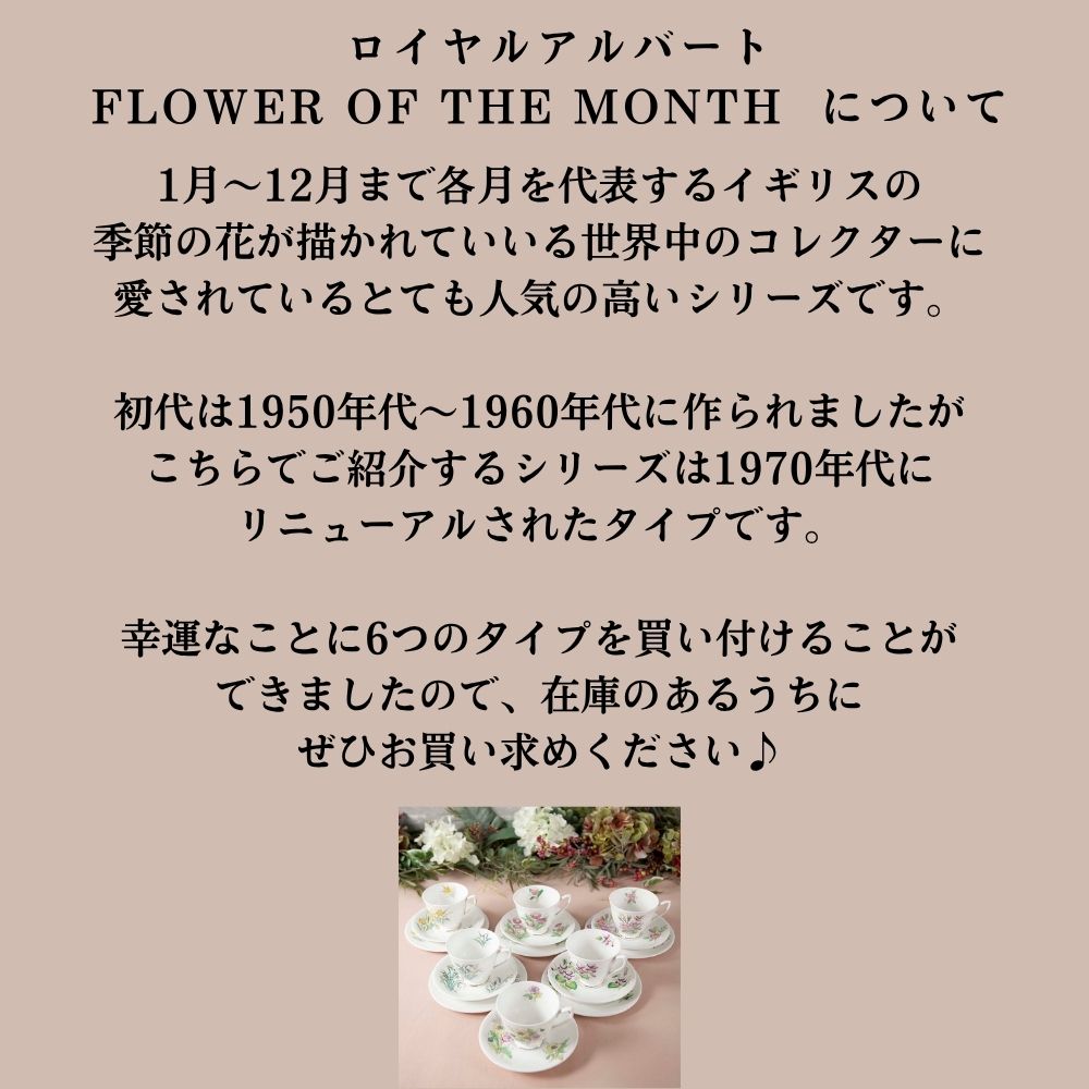 【2026年新規買い付け品】ロイヤルアルバート Royal Albert 誕生月のお花を描いた「FLOWER OF THE MONTH」シリーズ