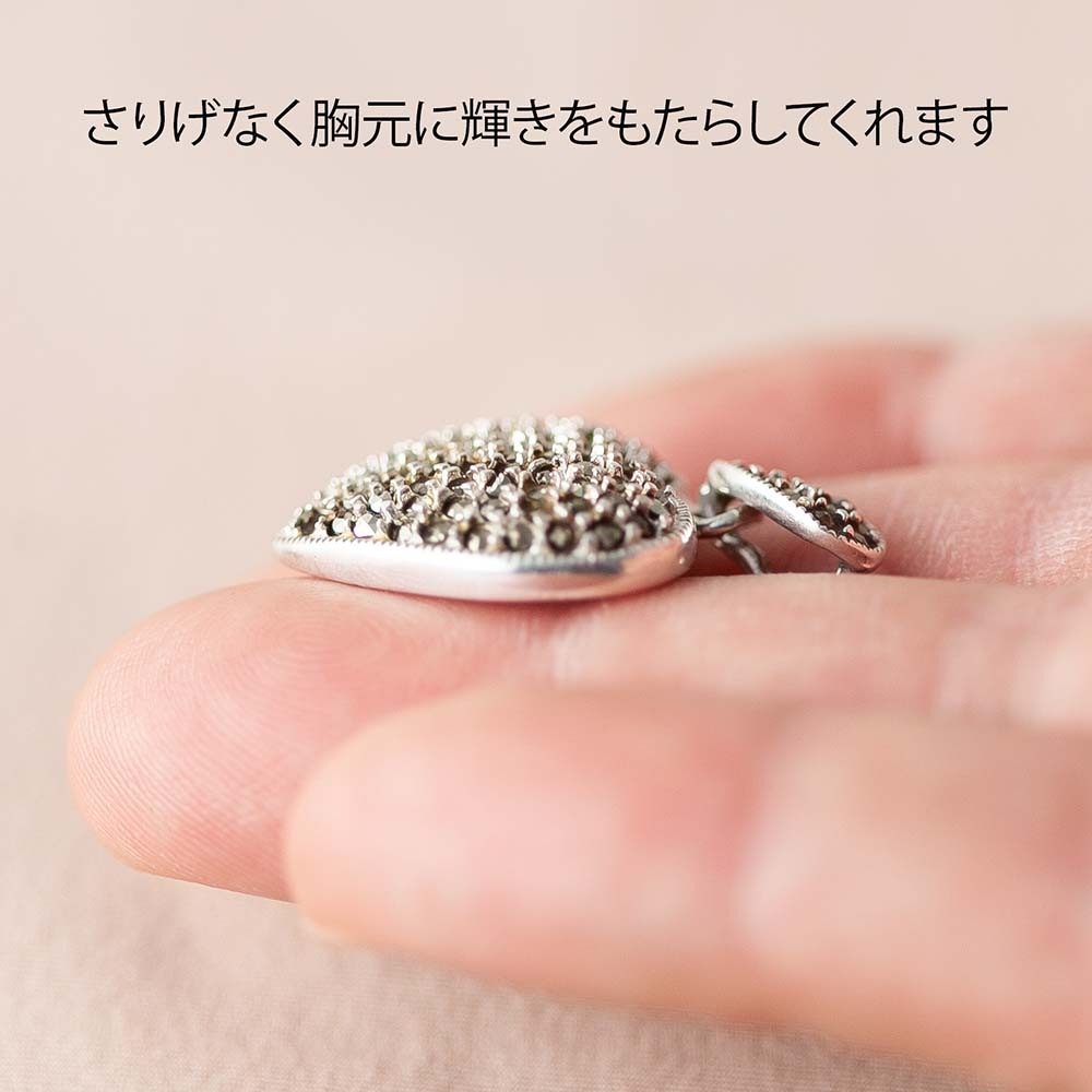 アンティーク イギリスで買い付けた マーカサイト シルバー ハート ペンダントトップ