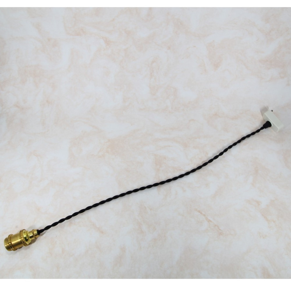 【ご希望の長さに対応いたします】ランプシェードを取り付ける 内ネジ式 ランプシェード ツイストシルクコード 日本式対応コードセット（ゴールド・黒）