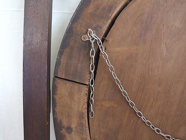 イギリスで買い付けた アンティーク オーク材で作られたうちわ形の壁掛けミラー