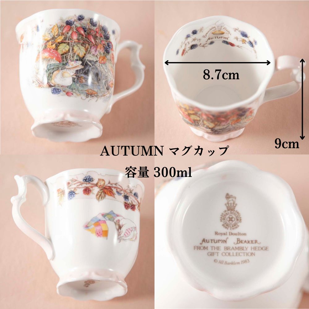 ヴィンテージ イギリスで買い付けた ロイヤルドルトン ブランブリーヘッジ 春 夏 秋 冬 spring summer autumn winter  ビーカー マグカップ 希少