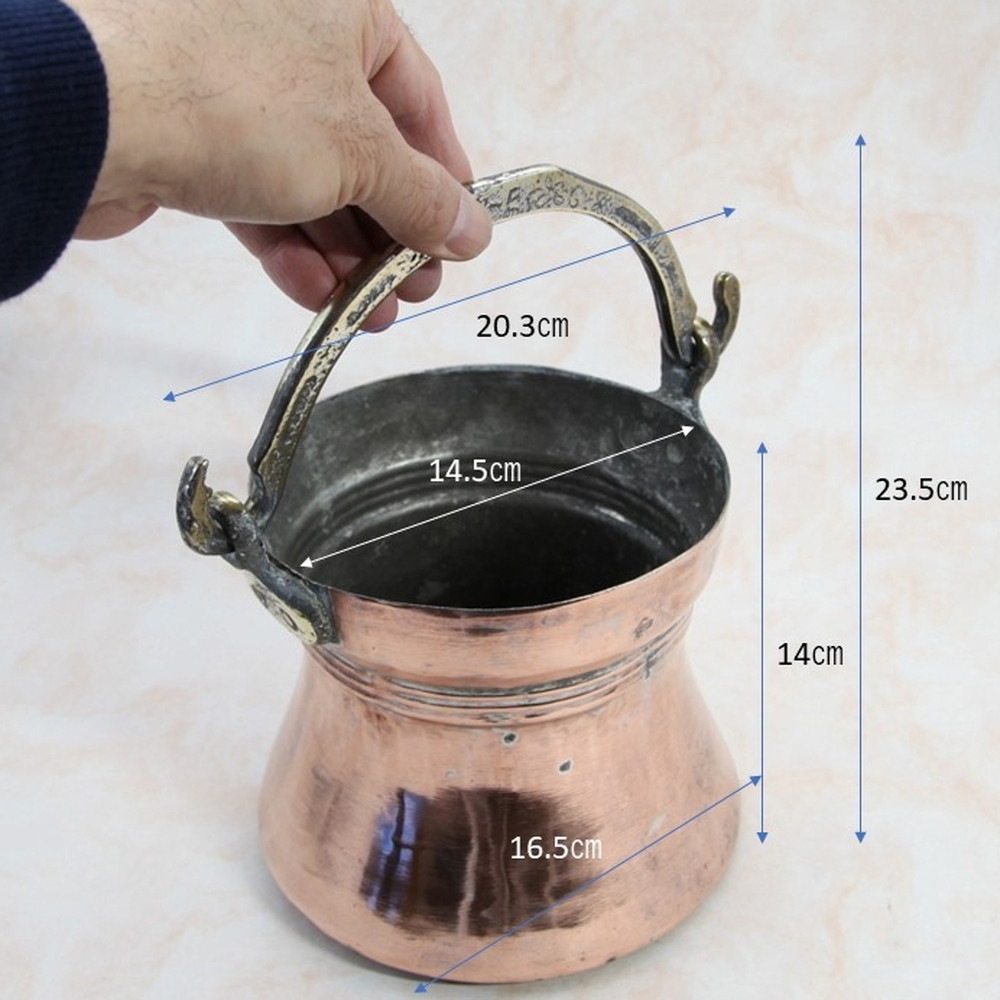 アンティーク イギリスで買い付けた 真鍮製のハンドル付き 銅製（COPPER） バケツのような プランターポット