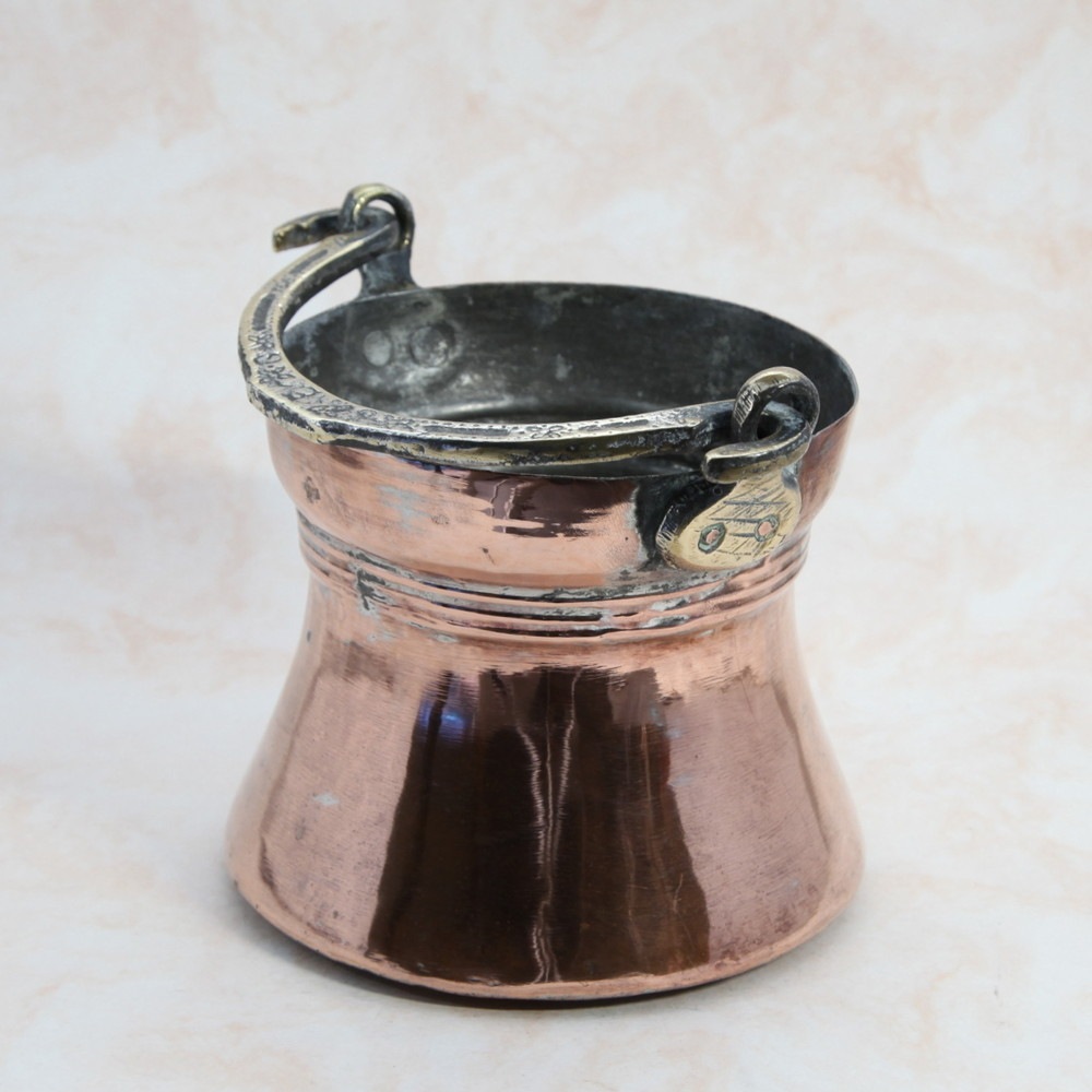 アンティーク イギリスで買い付けた 真鍮製のハンドル付き 銅製（COPPER） バケツのような プランターポット