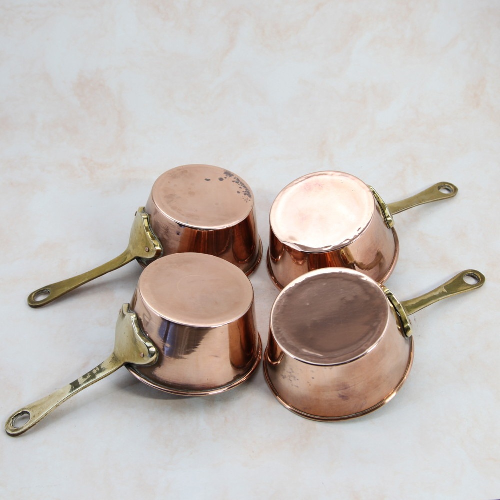 アンティーク イギリスで買い付けた 熱伝導ばっちり キャンプやアウトドアにおすすめ ハンドル付き 銅製（COPPER） 鍋 4点セット