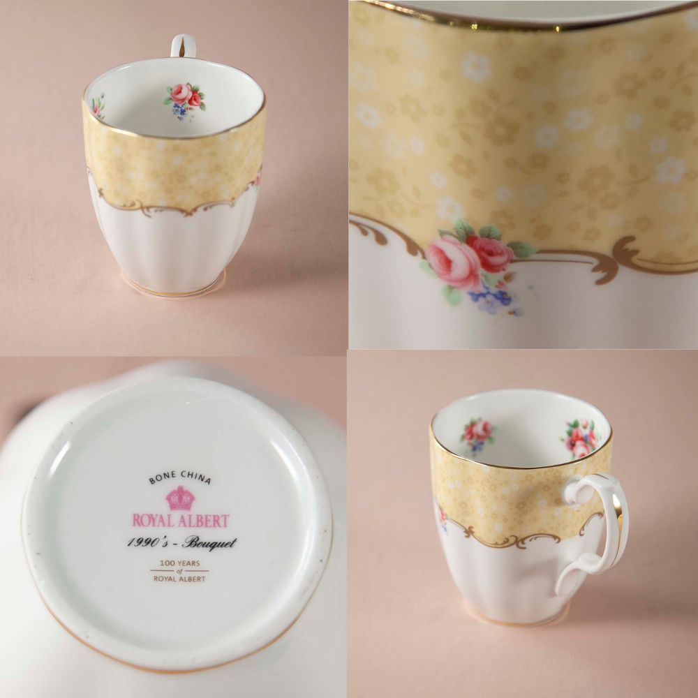 ヴィンテージ イギリスで買い付けた ロイヤルアルバート 100周年記念 マグカップ リジェンシーブルー ブーケー ROYAL ALBERT