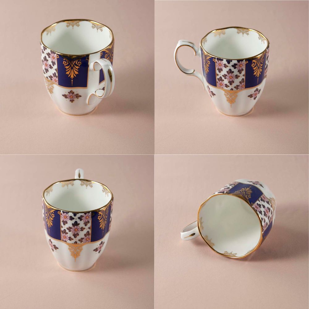 ヴィンテージ イギリスで買い付けた ロイヤルアルバート 100周年記念 マグカップ リジェンシーブルー ブーケー ROYAL ALBERT