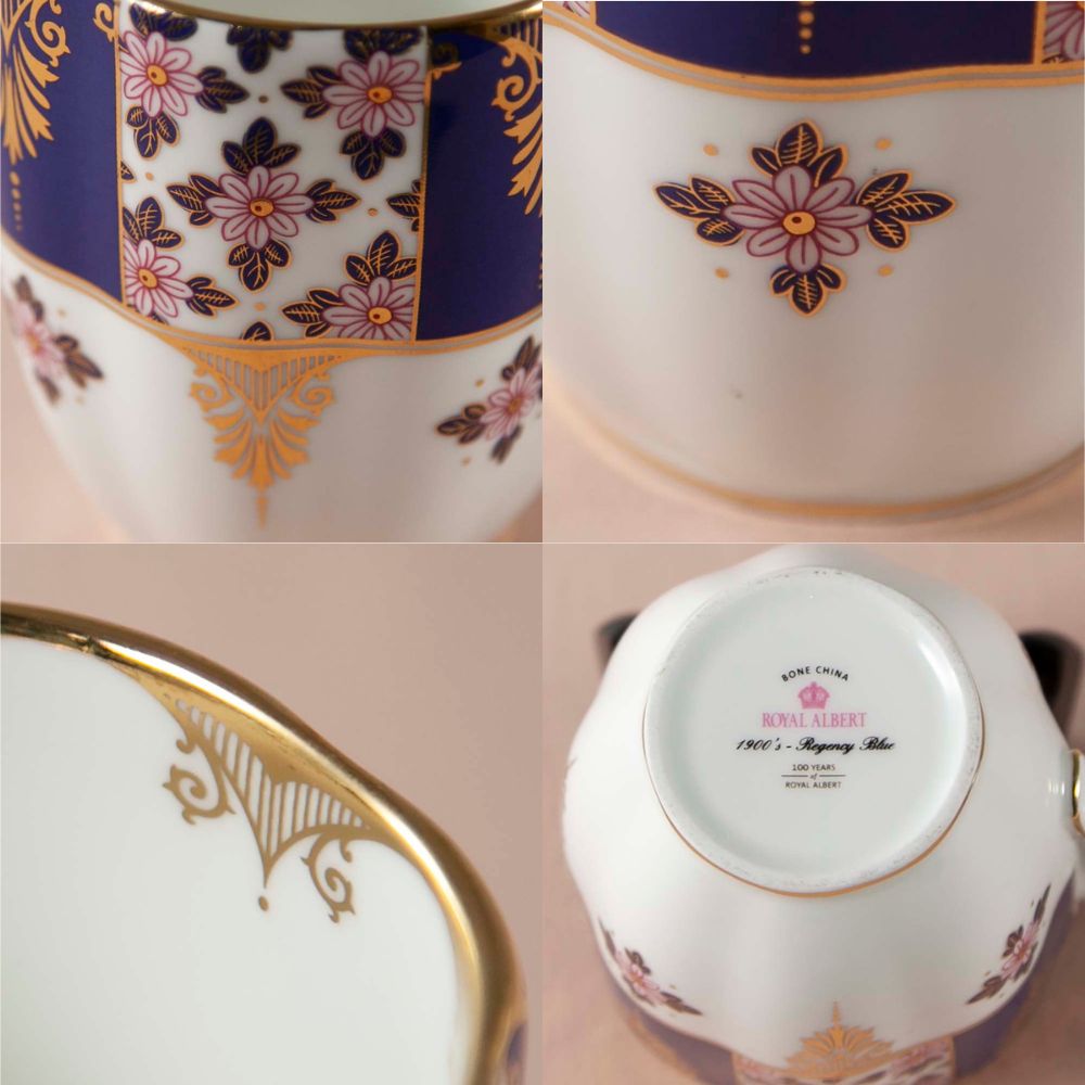 ヴィンテージ イギリスで買い付けた ロイヤルアルバート 100周年記念 マグカップ リジェンシーブルー ブーケー ROYAL ALBERT