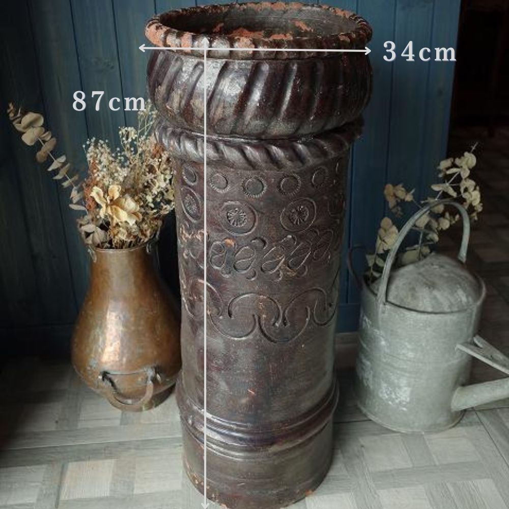 アンティーク ガーデニングポットにおすすめ ヴィクトリア時代 トーマスジェキル 手書き模様入り チムニーポット