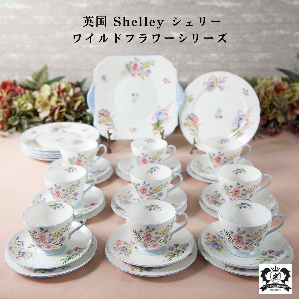 【2026年 新規買い付け品】ヴィンテージ イギリスで買い付けたShelly シェリー Wild Flower ワイルドフラワーシリーズ トリオ BBプレート