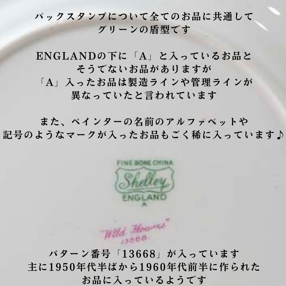 【2026年 新規買い付け品】ヴィンテージ イギリスで買い付けたShelly シェリー Wild Flower ワイルドフラワーシリーズ トリオ BBプレート