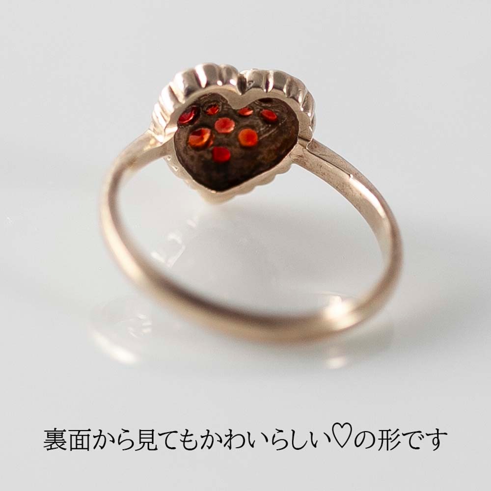 アンティーク イギリスで買い付けた ハートのデザイン 9K 1月の誕生石 ガーネットリング 13号