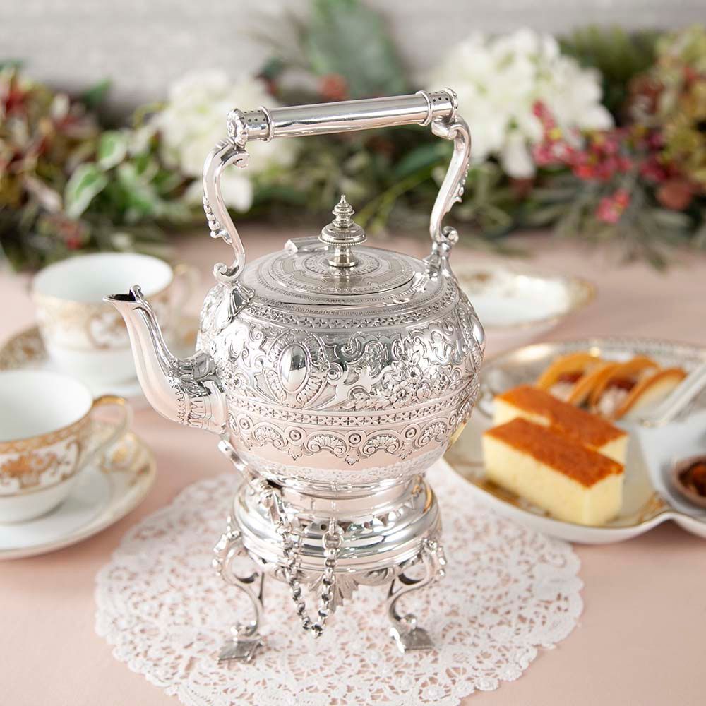 アンティーク イギリスで買い付けた ヴィクトリア時代 1850年～1880年 シルバープレートウォーマー付き ケトル