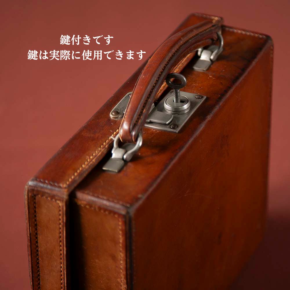 【新着商品】アンティーク イギリス紳士が愛した 1900～1920年代製 鍵付き 本革 レザー トランク（アタッシュケース）