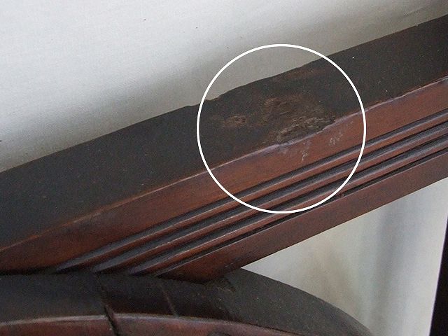イギリスで買い付けた アンティーク オーク材で作られたうちわ形の壁掛けミラー