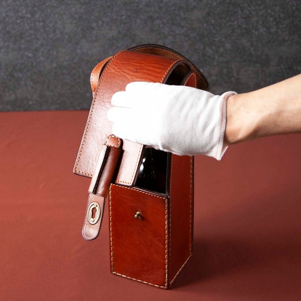 【新着商品】ヴィンテージ イギリスで買い付けた 本革製 ワインバッグ