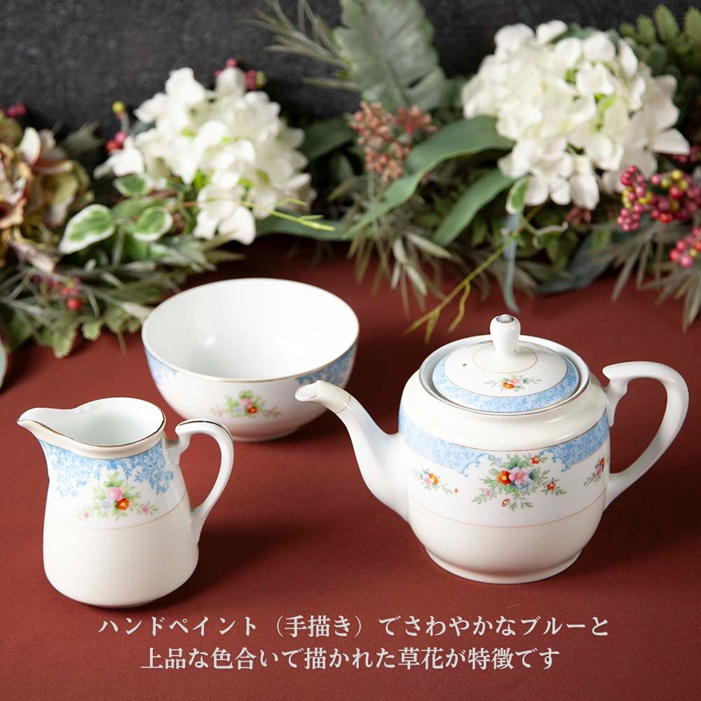 【新着商品】アンティーク イギリスで買い付けた 可憐な花が可愛い オールドノリタケ マルキ印 ティーポットミルクポット シュガーポット セット