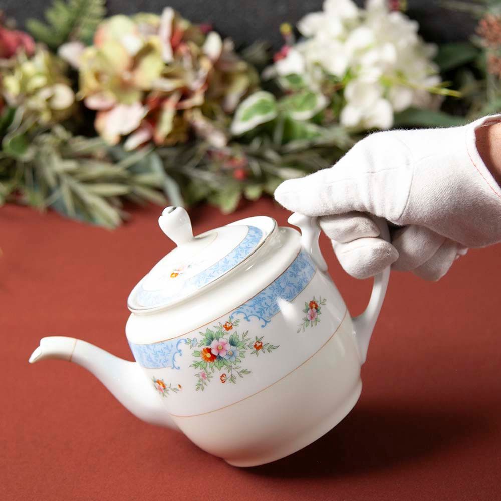 【新着商品】アンティーク イギリスで買い付けた 可憐な花が可愛い オールドノリタケ マルキ印 ティーポットミルクポット シュガーポット セット