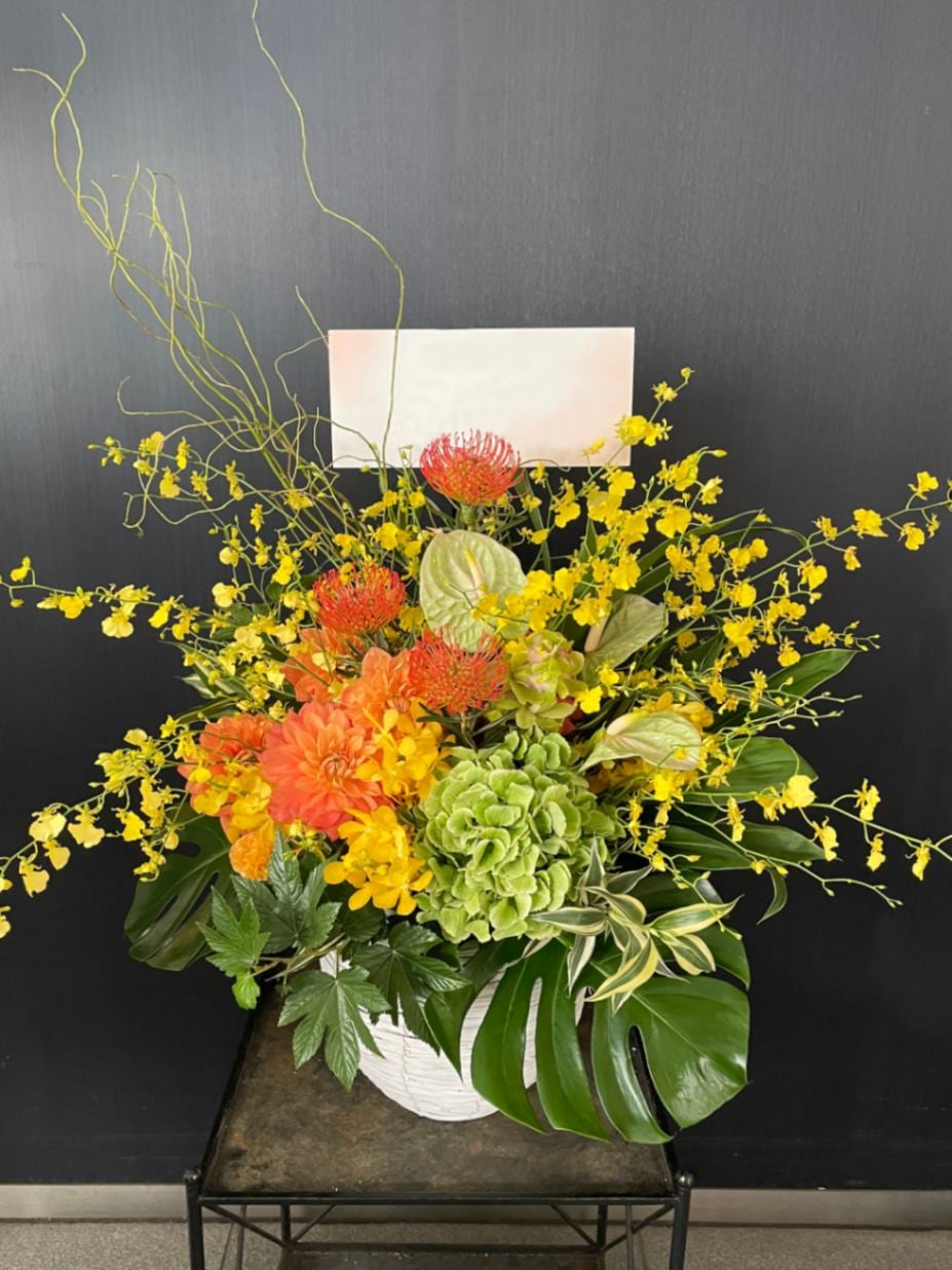【お祝いアレンジメント】イエロー×オレンジ