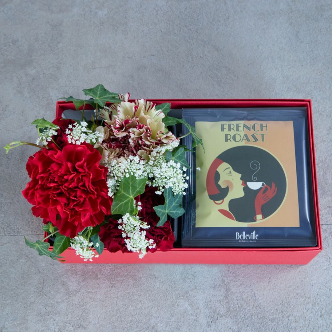 【母の日ギフトセット】Belleville Brulerie TOKYOのコーヒーとアレンジメントのセット〈100-120サイズ〉