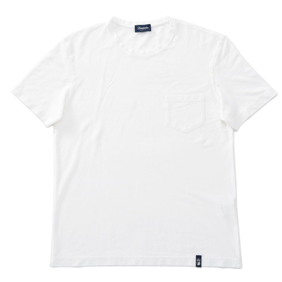 DRUMOHR ドルモア DTJ000B コットンクレープ ポケット クルーネック Tシャツ WHITE