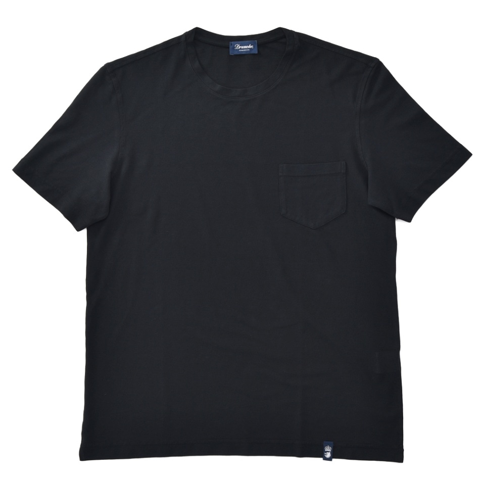 DRUMOHR ドルモア DTJ000B コットンクレープ ポケット クルーネック Tシャツ BLACK