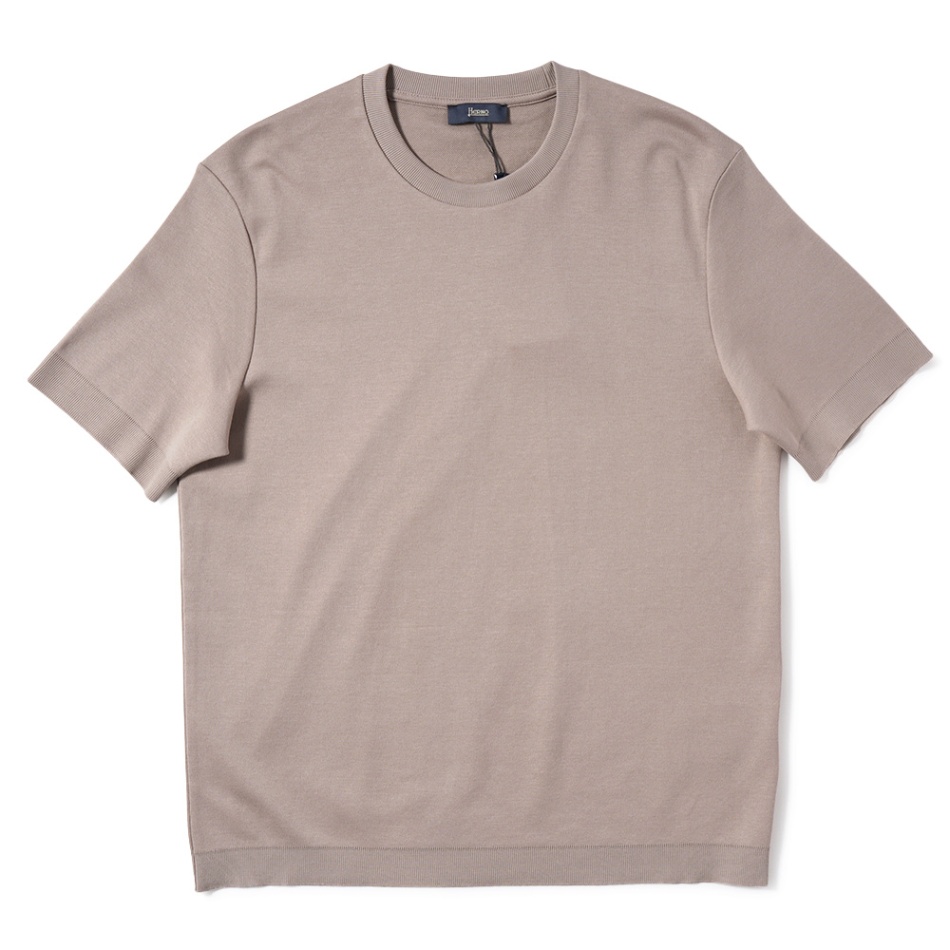 HERNO ヘルノ ニット調ジャージ ショートスリーブ Tシャツ JG000206U-52059 TAUPE