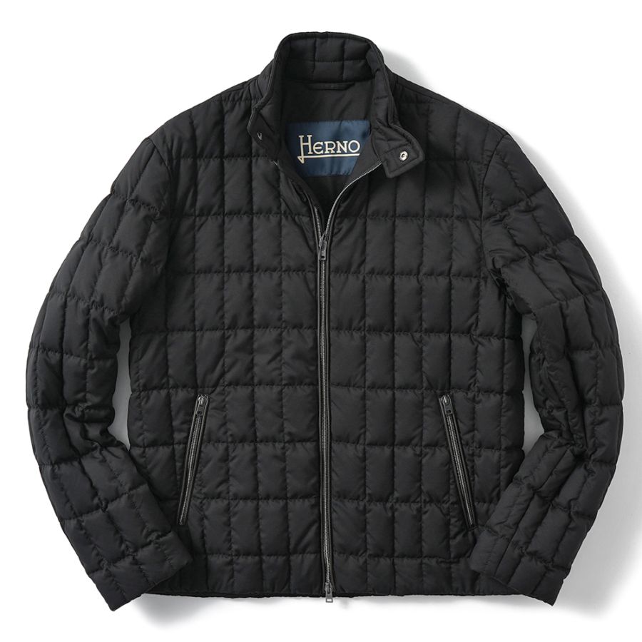 HERNO ヘルノ ARENDELLE POLAR-TECH 撥水ポリエステル  シングルライダース ダウンブルゾン PI001257U-12414Z BLACK