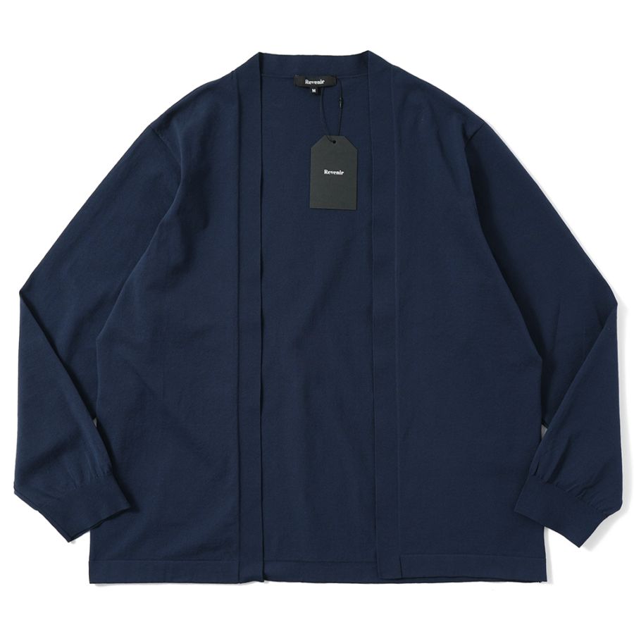 Revenir リブニール ウォッシャブル コットン・ポリエステル ニット ボタンレスカーディガン INT-038 NAVY