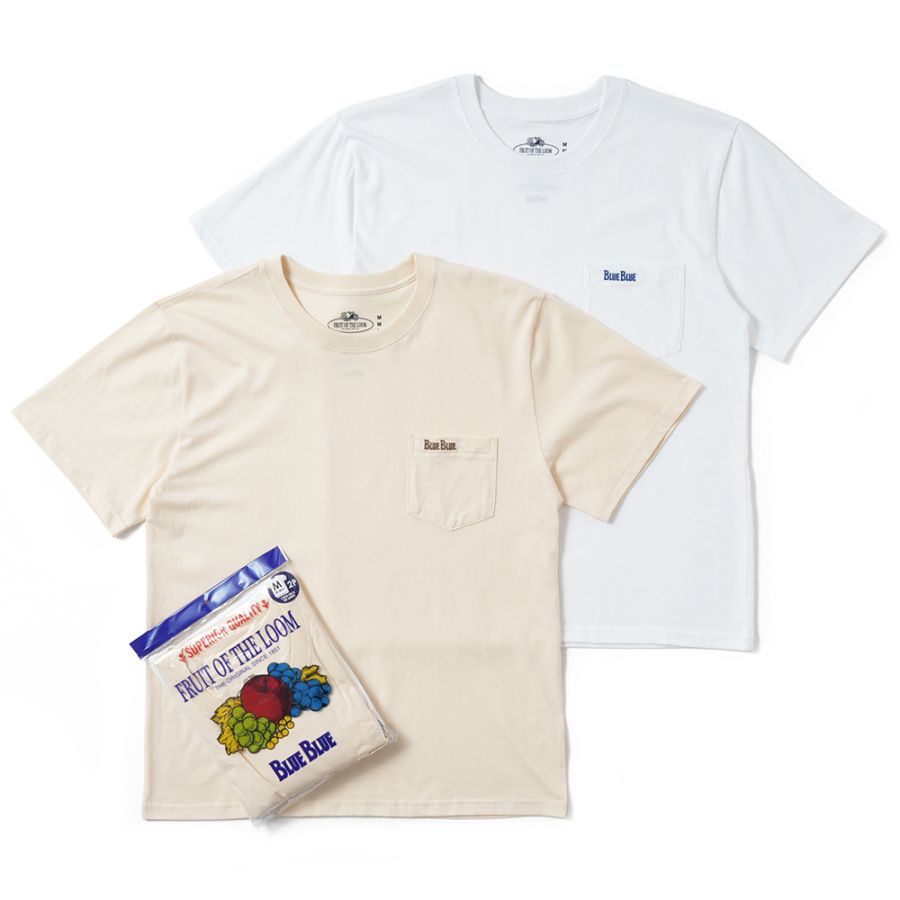 FRUIT OF THE LOOM × BLUE BLUE オーガニックコットン2パックCNポケットTシャツ26 NATURAL