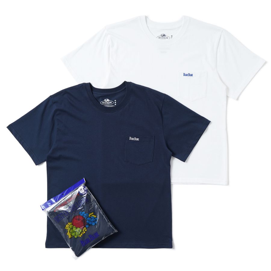FRUIT OF THE LOOM × BLUE BLUE オーガニックコットン2パックCNポケットTシャツ26 NAVY