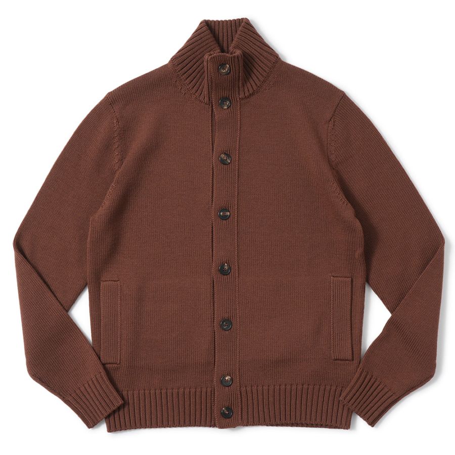 ZANONE ザノーネ CHIOTO ウール ミドルゲージ ニット スタンドカラーカーディガン 810130-ZR229 BROWN